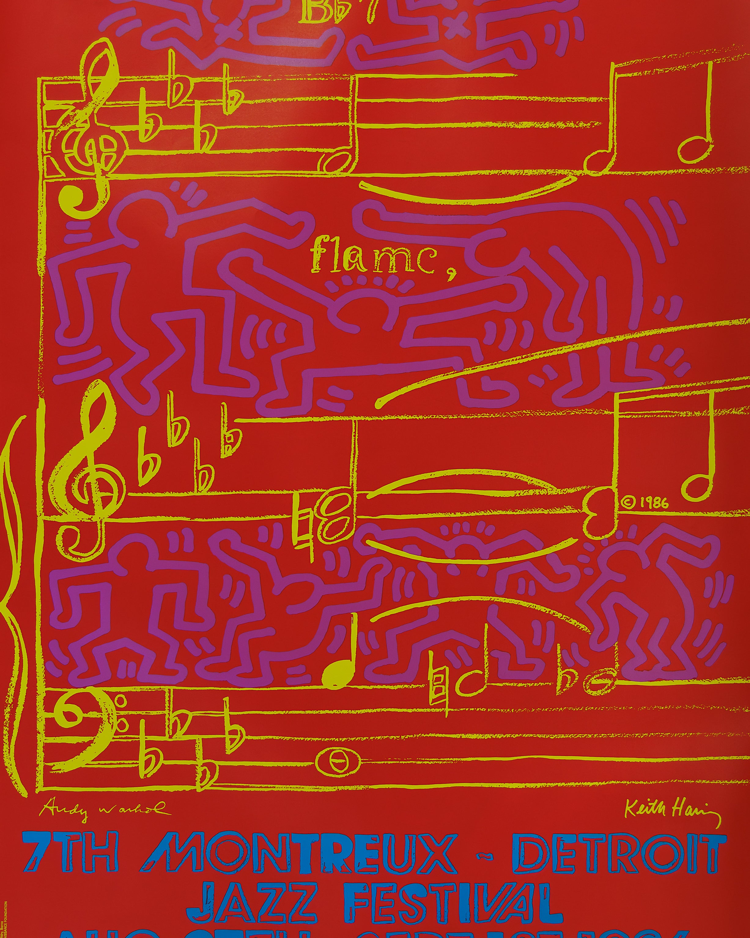 Celebrating seven years of the Montreux Detroit Jazz Festival.  Pierre Keller came up with the goods by bringing together Keith Haring and Andy Warhol for the first collaboration between the two New York icons.